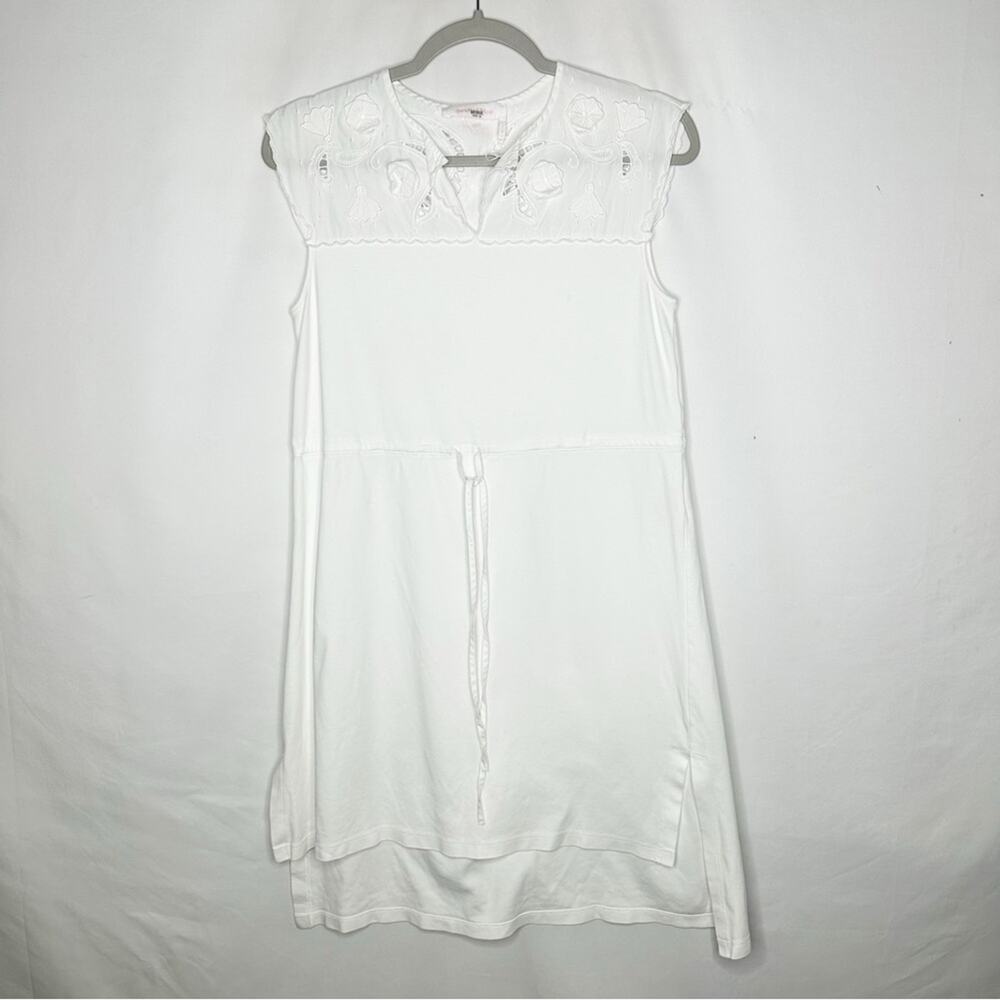 SEE BY CHLOE White Short Sleeve Eyelet Elastic Waist Dress in Medium